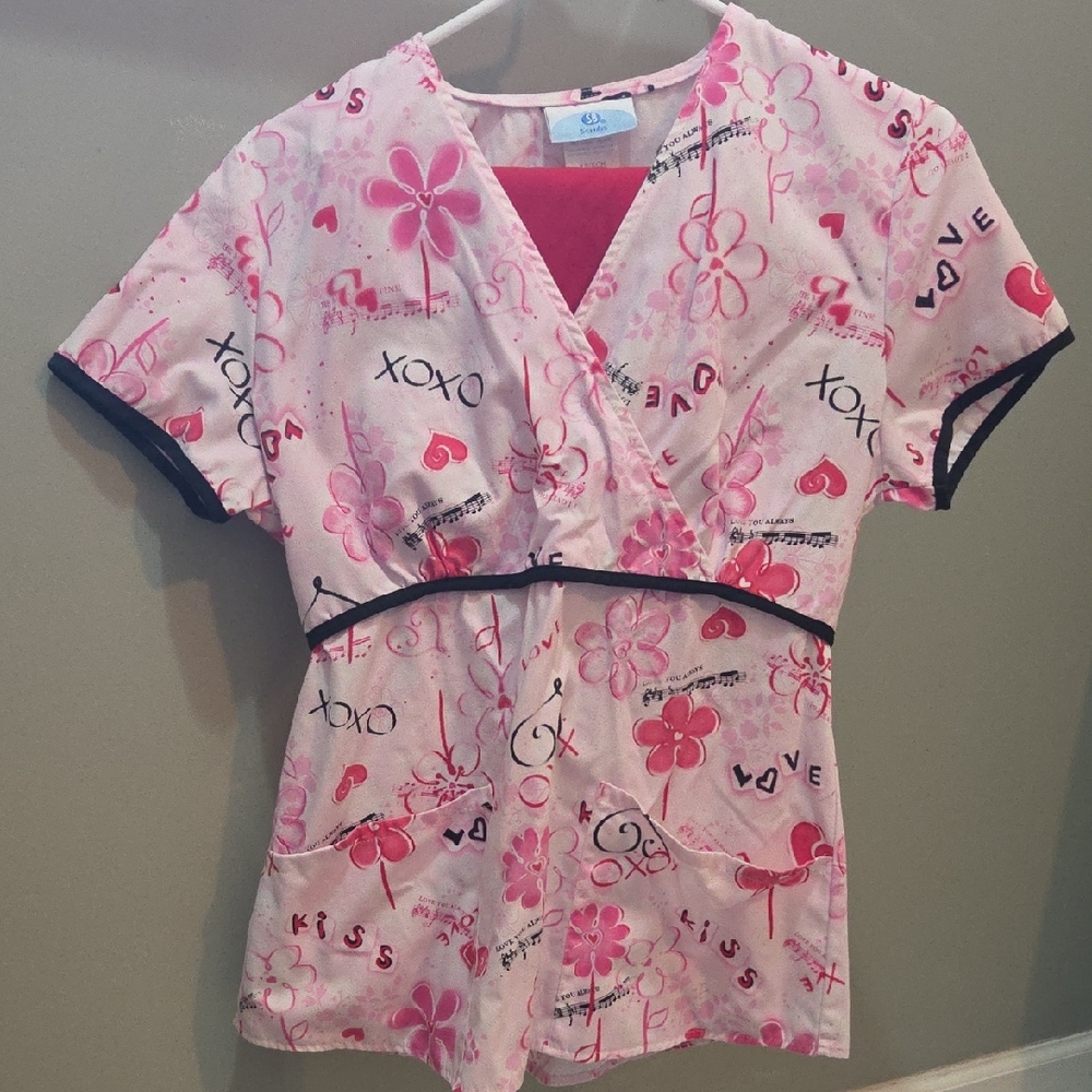 Pink And Red Scrub Set